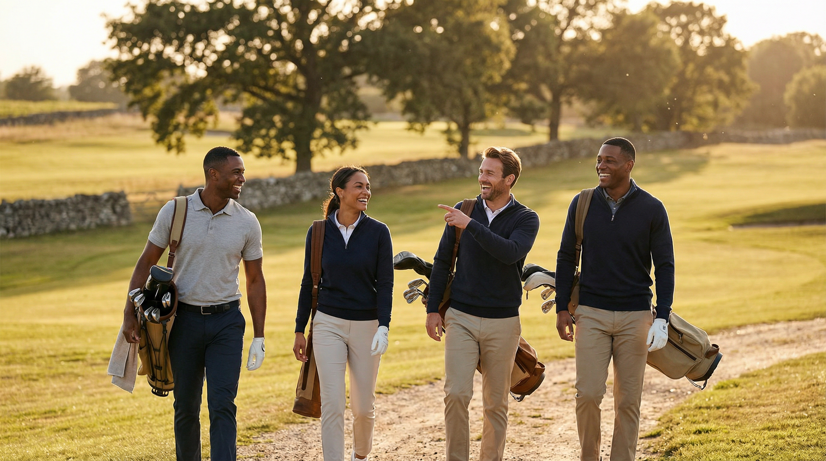 Gruppe von Golfern auf einem europäischen Golfplatz