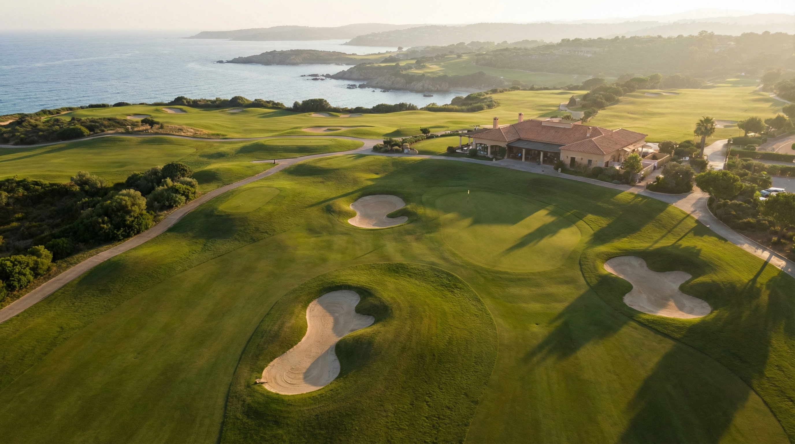 Europäischer Golfplatz aus der Vogelperspektive